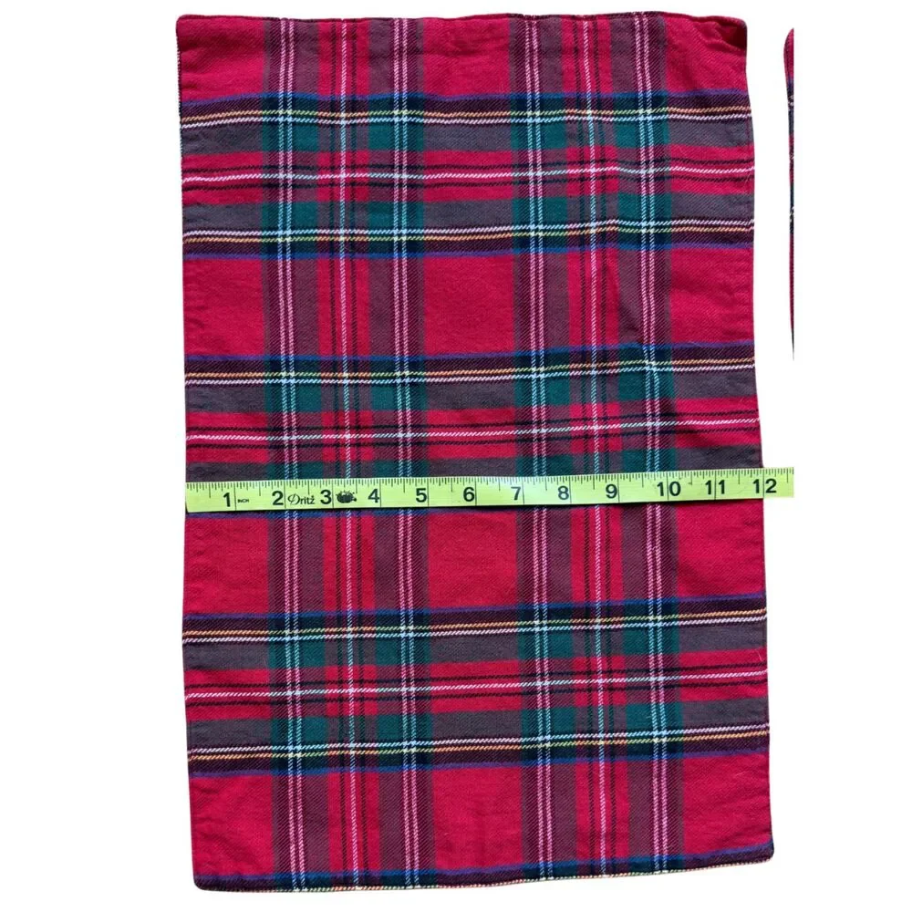 Green Red Plaid Set of 5 Double Sided Reversible 12x18 Christmas Placemats
